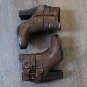 Limelight Jeanette Brown Heeled Ankle Booties Women's Size 7